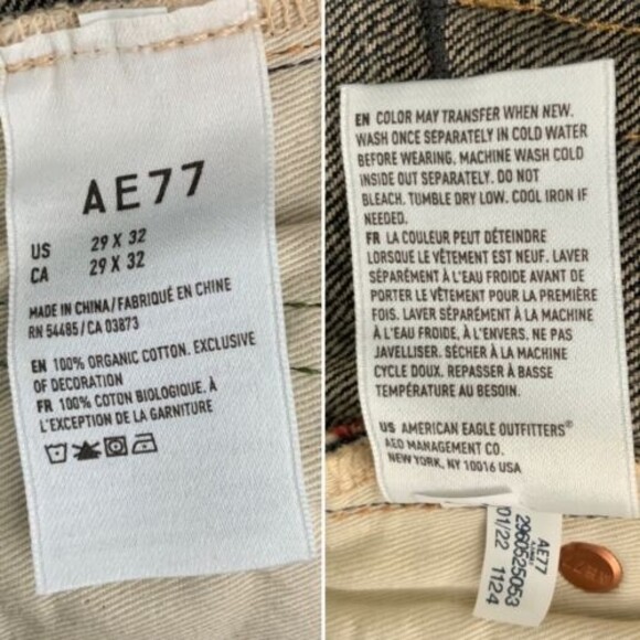 AE77 Jeans Size 29 Blue The Loose Japanese Selvedge 100% Organic Cotton - Picture 8 of 10